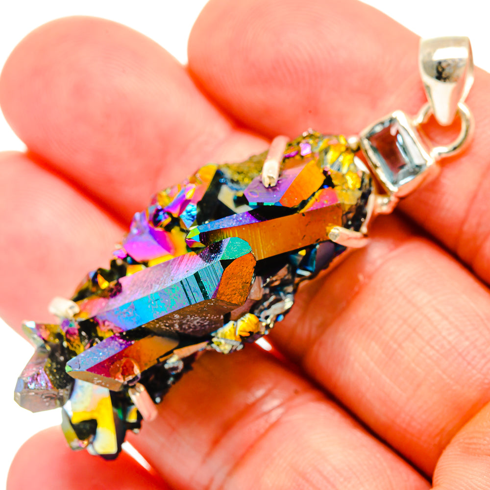Titanium Sunshine Druzy Pendants handcrafted by Ana Silver Co - PD32882