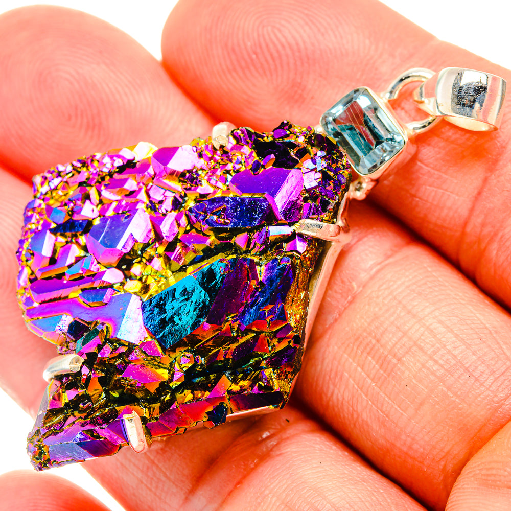 Titanium Sunshine Druzy Pendants handcrafted by Ana Silver Co - PD32888