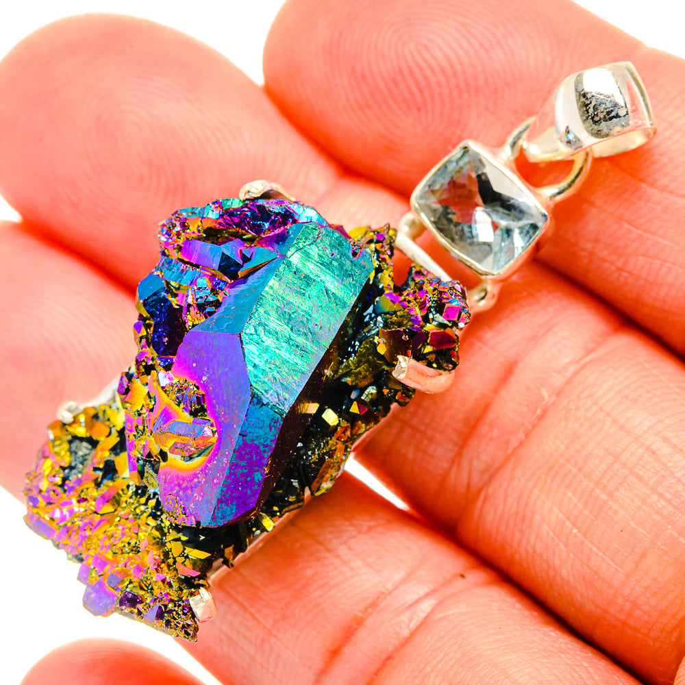 Titanium Sunshine Druzy Pendants handcrafted by Ana Silver Co - PD32891