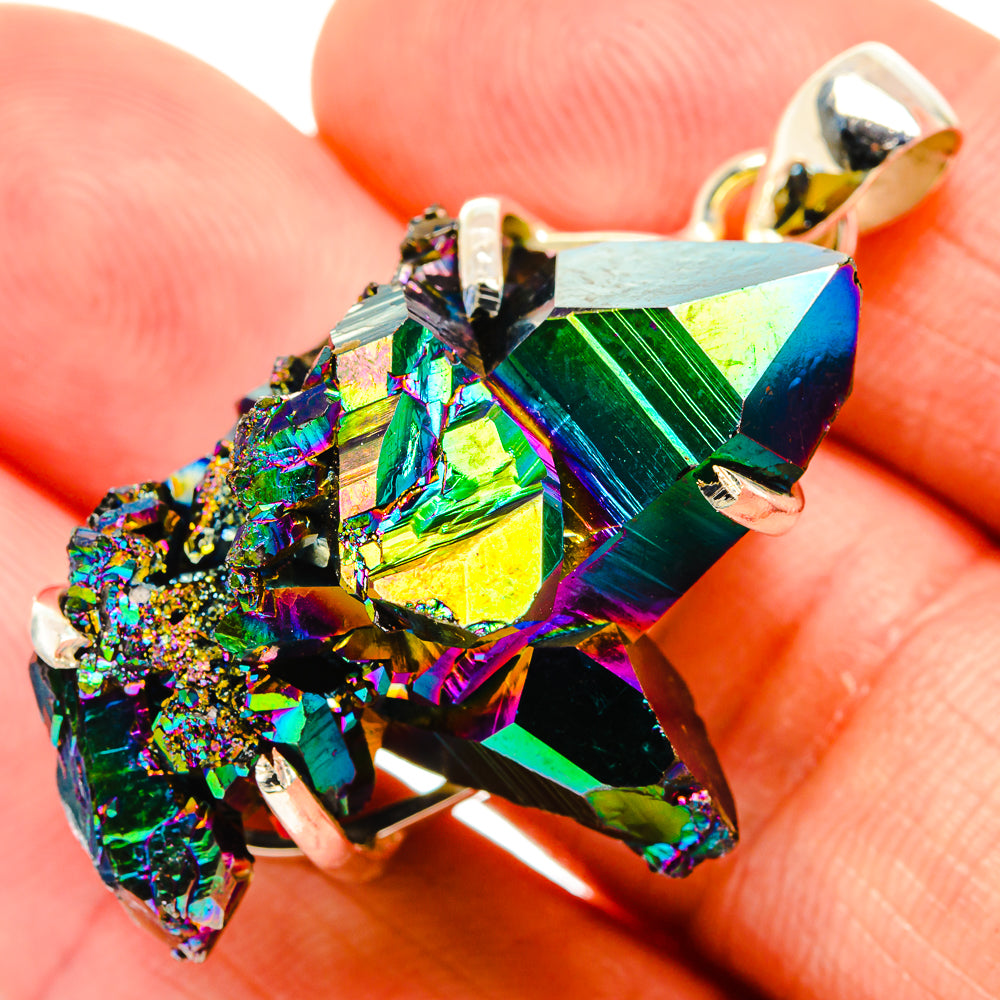 Titanium Sunshine Druzy Pendants handcrafted by Ana Silver Co - PD32892