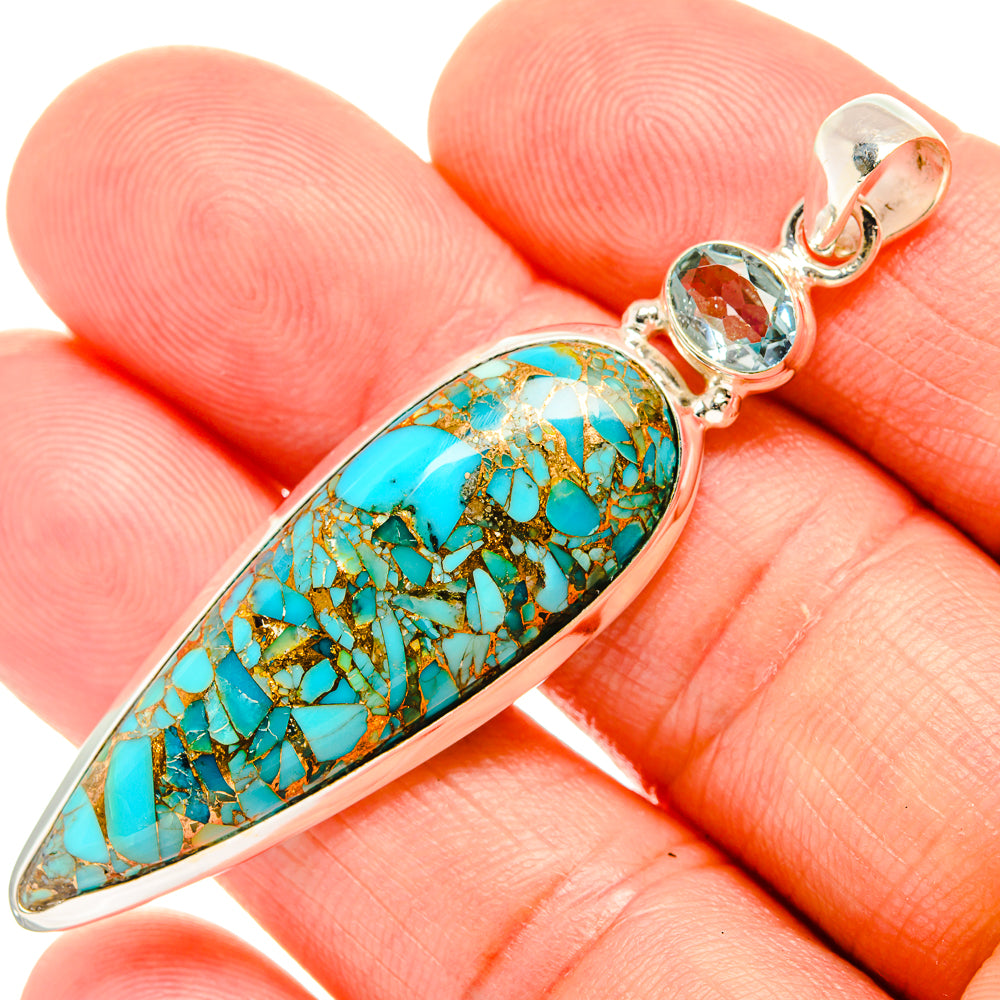 Blue Copper Composite Turquoise Pendants handcrafted by Ana Silver Co - PD32898