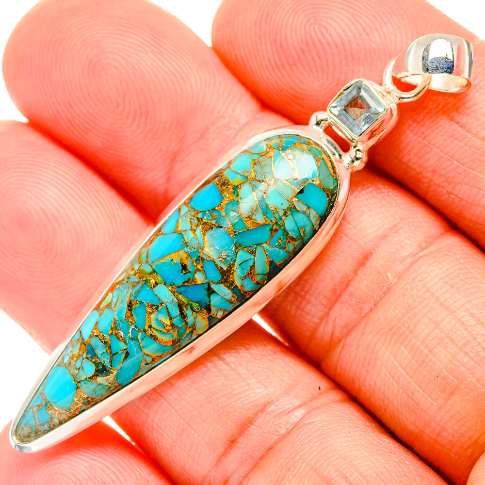 Blue Copper Composite Turquoise Pendants handcrafted by Ana Silver Co - PD32900