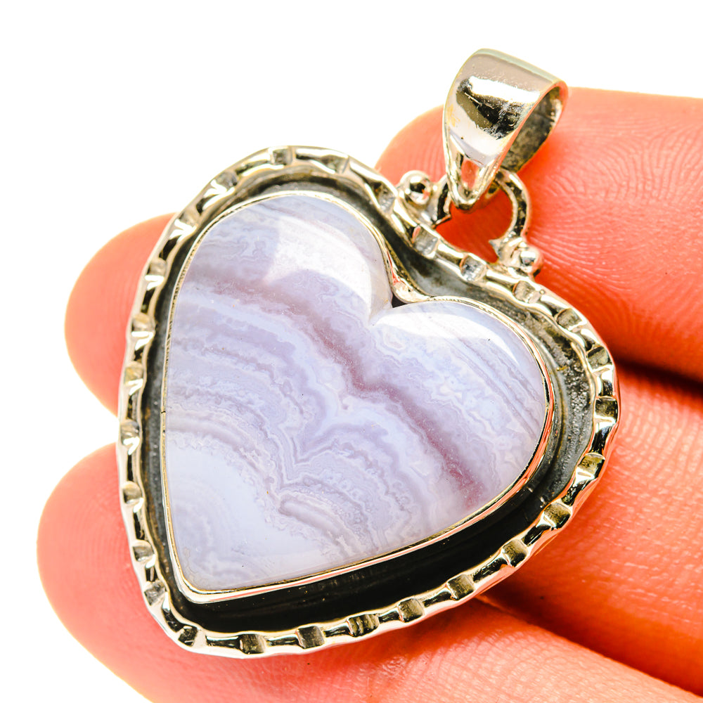 Blue Lace Agate Pendants handcrafted by Ana Silver Co - PD3293