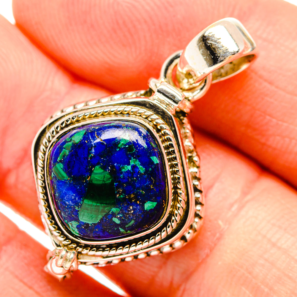 Lapis lazuli pendant with oval blue-green stone in ornate 925 sterling silver setting