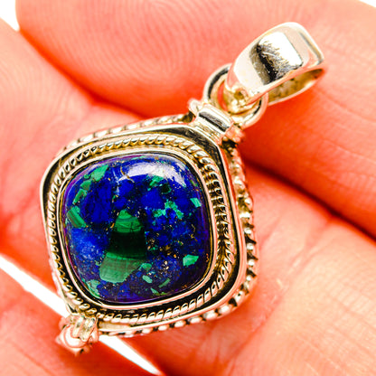 Lapis lazuli pendant with oval blue-green stone in ornate 925 sterling silver setting