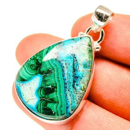 Malachite In Chrysocolla Pendants handcrafted by Ana Silver Co - PD3295