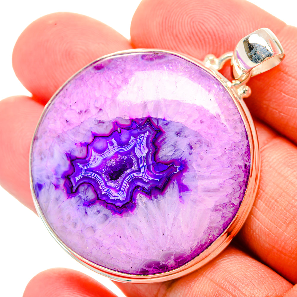 Purple Geode Slice Pendants handcrafted by Ana Silver Co - PD32998