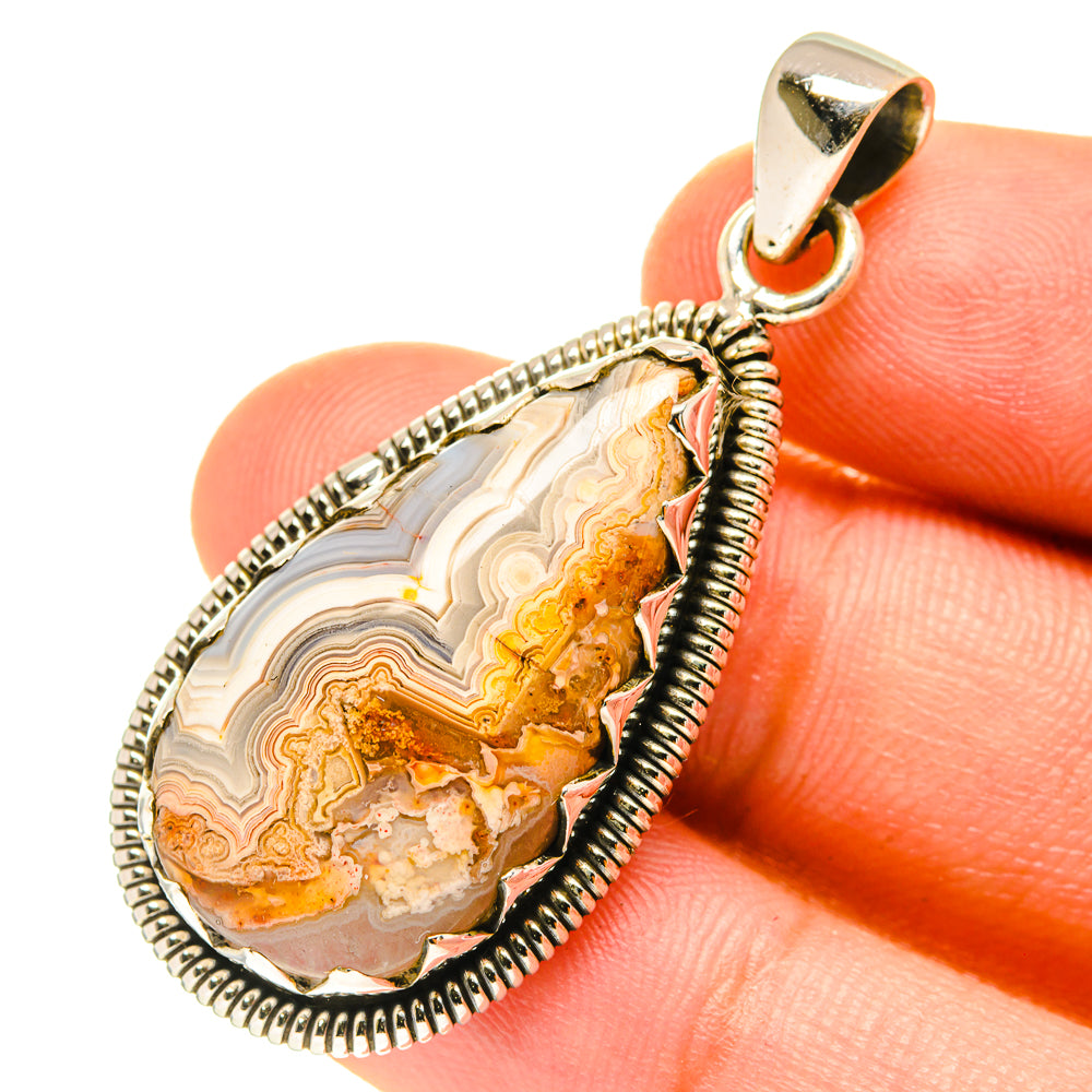 Crazy Lace Agate Pendants handcrafted by Ana Silver Co - PD3300