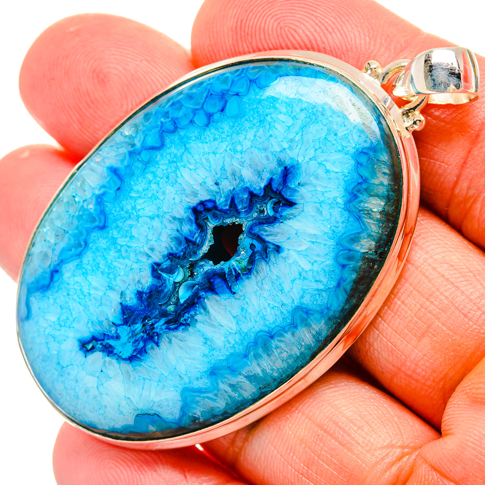 Blue Geode Slice Pendants handcrafted by Ana Silver Co - PD33002