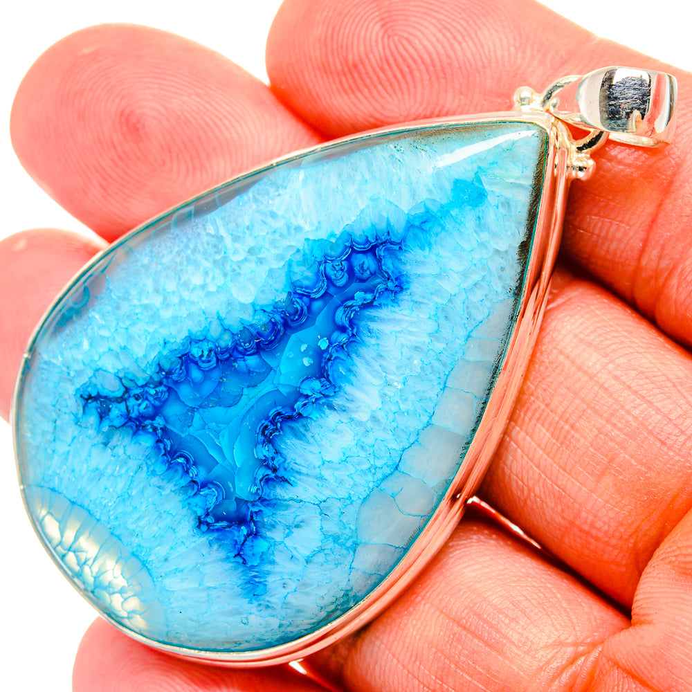 Blue Geode Slice Pendants handcrafted by Ana Silver Co - PD33003