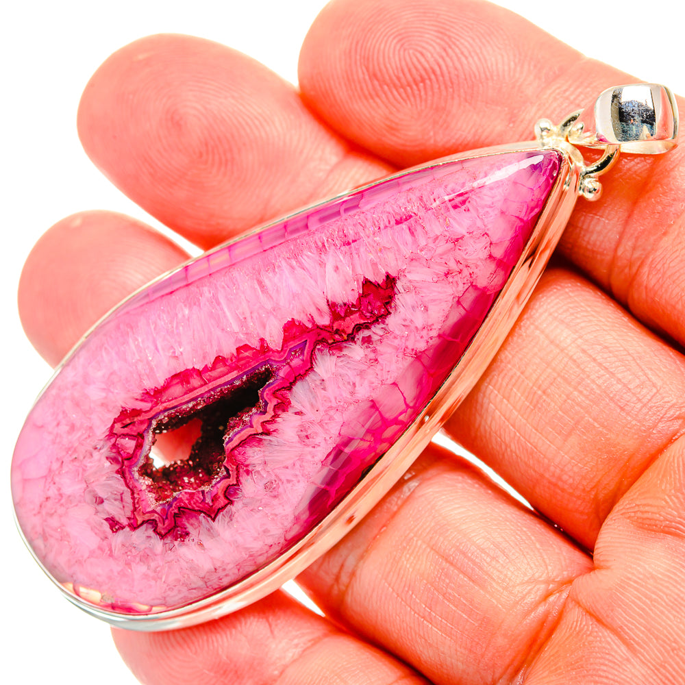 Pink Geode Slice Pendants handcrafted by Ana Silver Co - PD33005