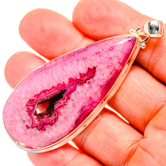 Pink Geode Slice Pendants handcrafted by Ana Silver Co - PD33005