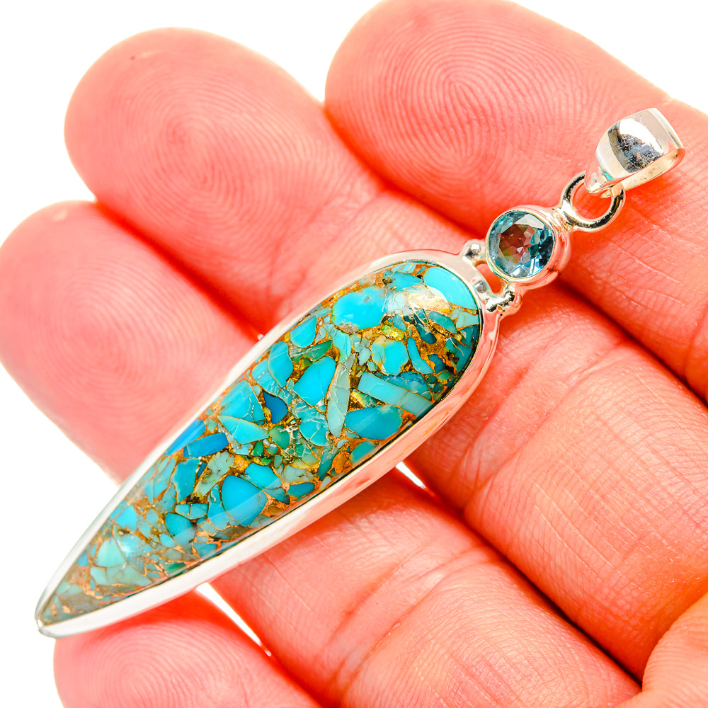 Blue Copper Composite Turquoise Pendants handcrafted by Ana Silver Co - PD33006