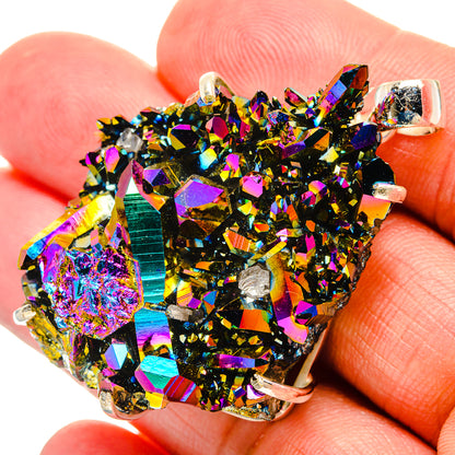 Titanium Sunshine Druzy Pendants handcrafted by Ana Silver Co - PD33008