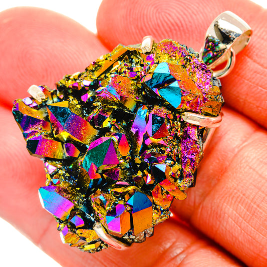 Titanium Sunshine Druzy Pendants handcrafted by Ana Silver Co - PD33009