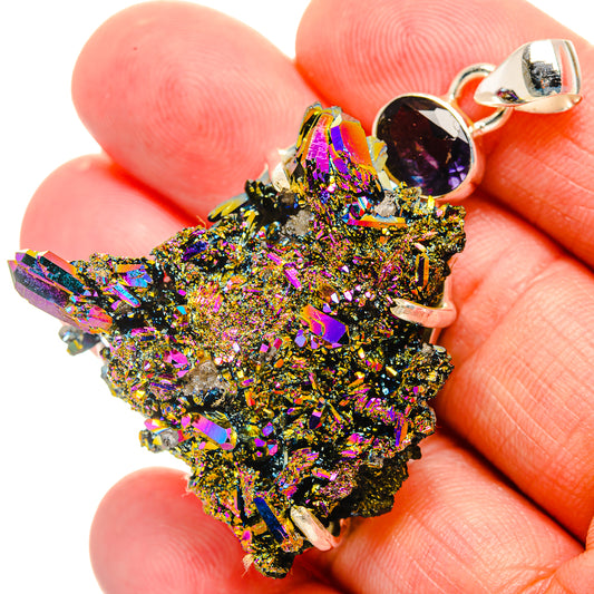 Titanium Sunshine Druzy Pendants handcrafted by Ana Silver Co - PD33011