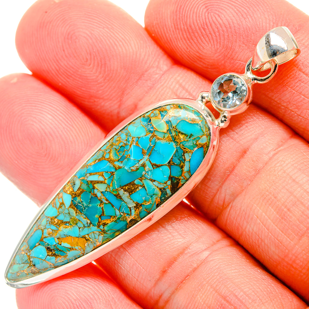 Blue Copper Composite Turquoise Pendants handcrafted by Ana Silver Co - PD33037