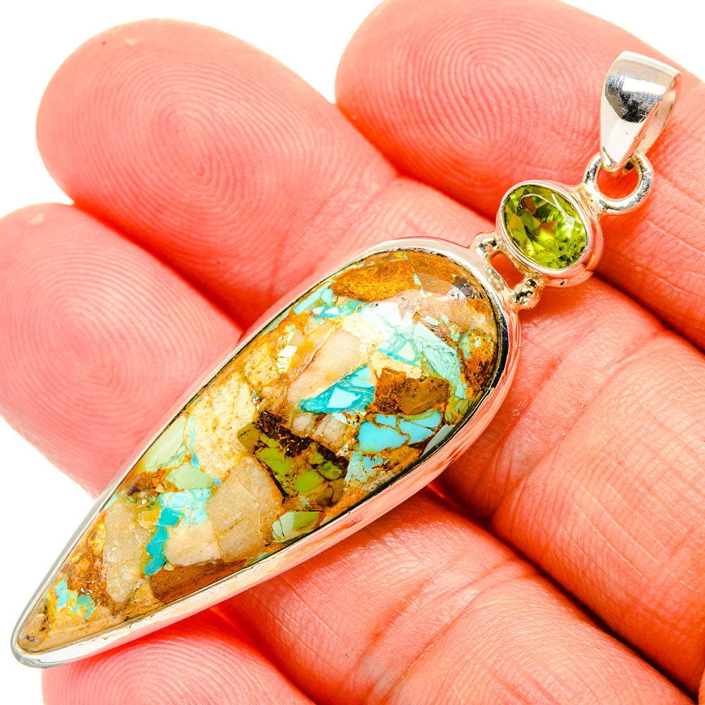 Blue Copper Composite Turquoise Pendants handcrafted by Ana Silver Co - PD33041