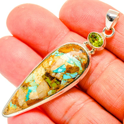 Blue Copper Composite Turquoise Pendants handcrafted by Ana Silver Co - PD33041
