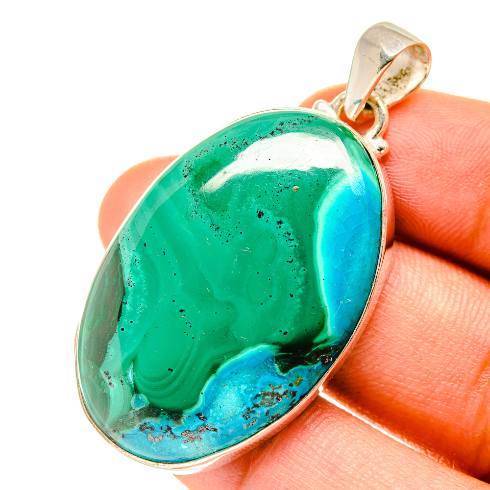 Malachite In Chrysocolla Pendants handcrafted by Ana Silver Co - PD3306