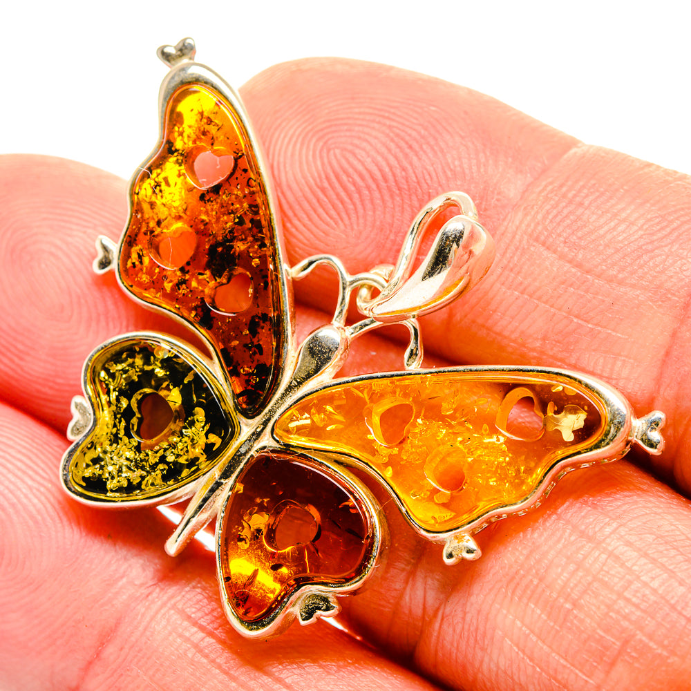 Baltic Amber Butterfly Pendants handcrafted by Ana Silver Co - PD33068