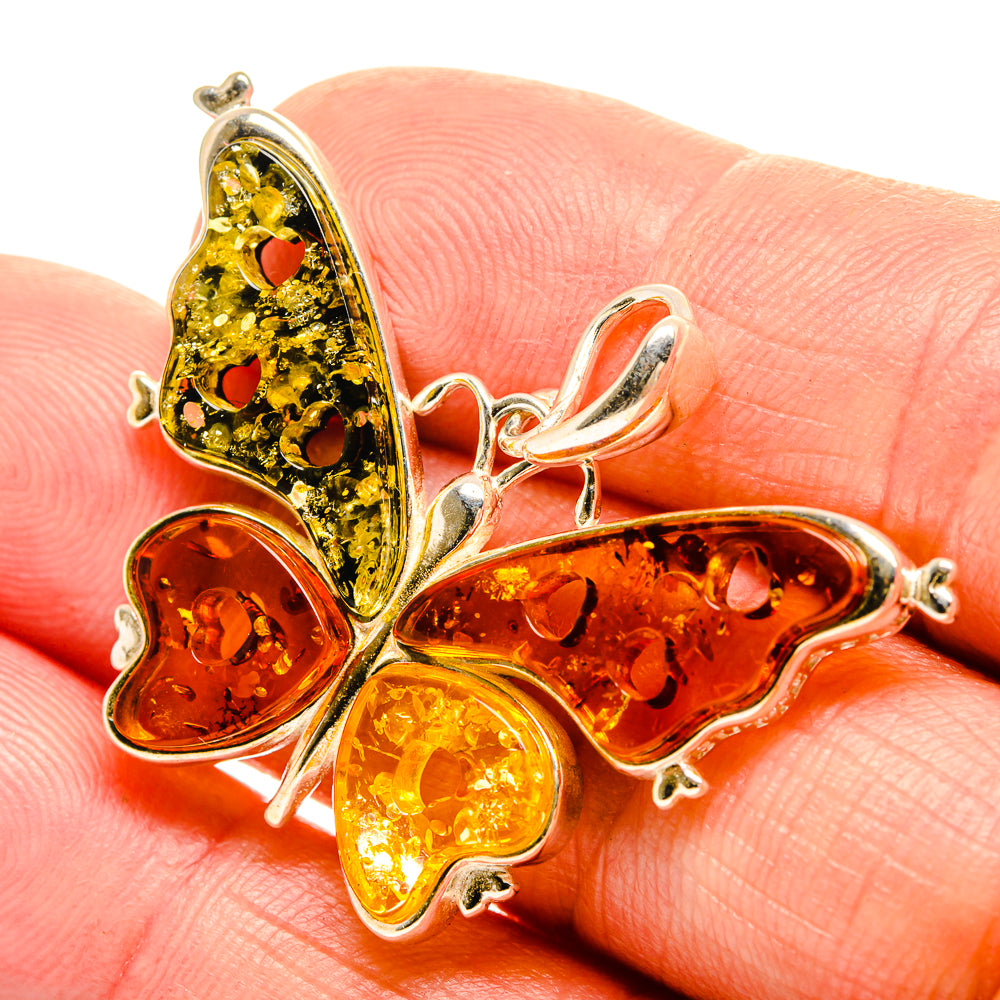 Baltic Amber Butterfly Pendants handcrafted by Ana Silver Co - PD33069