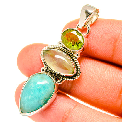 Peruvian Amazonite Pendants handcrafted by Ana Silver Co - PD3307