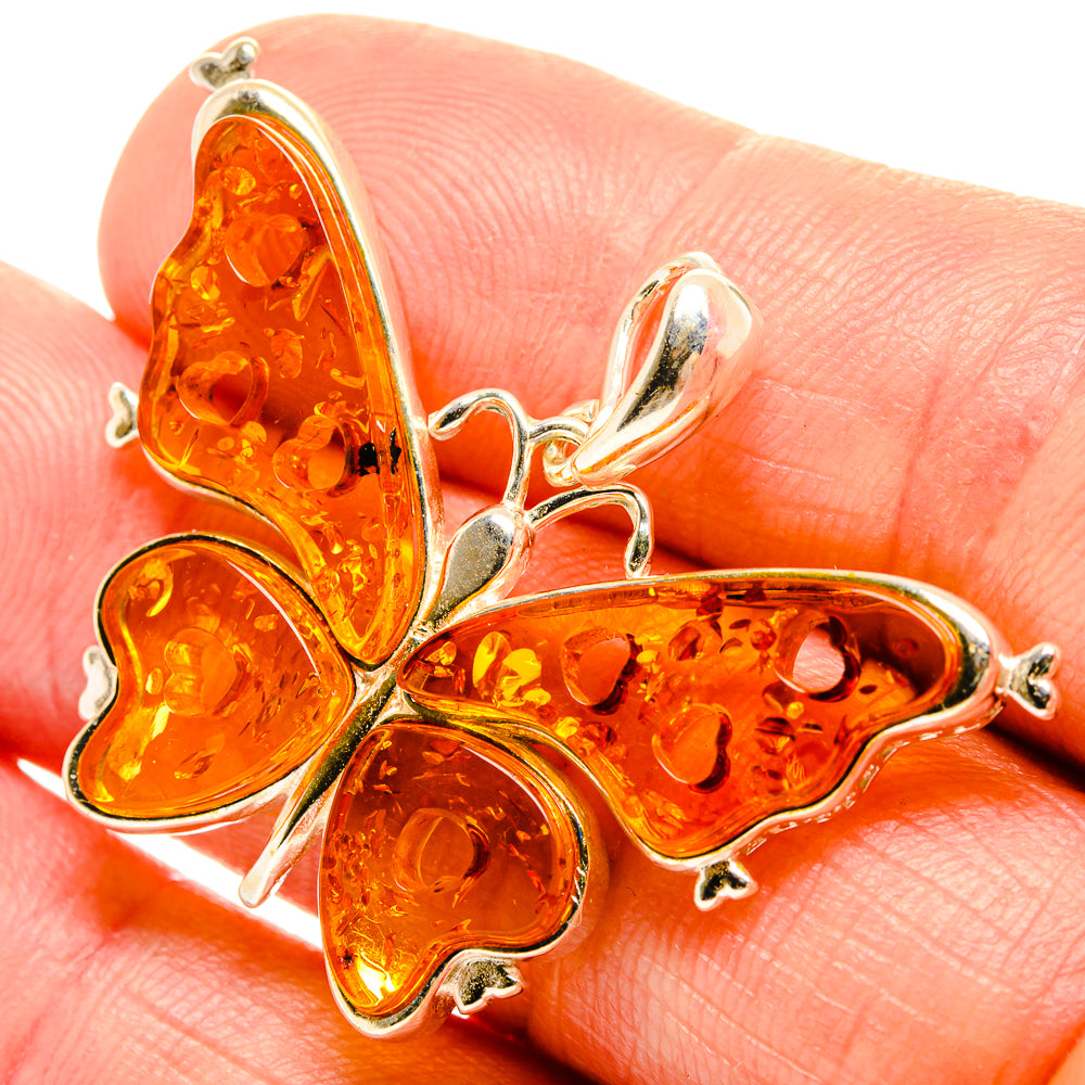 Baltic Amber Butterfly Pendants handcrafted by Ana Silver Co - PD33071