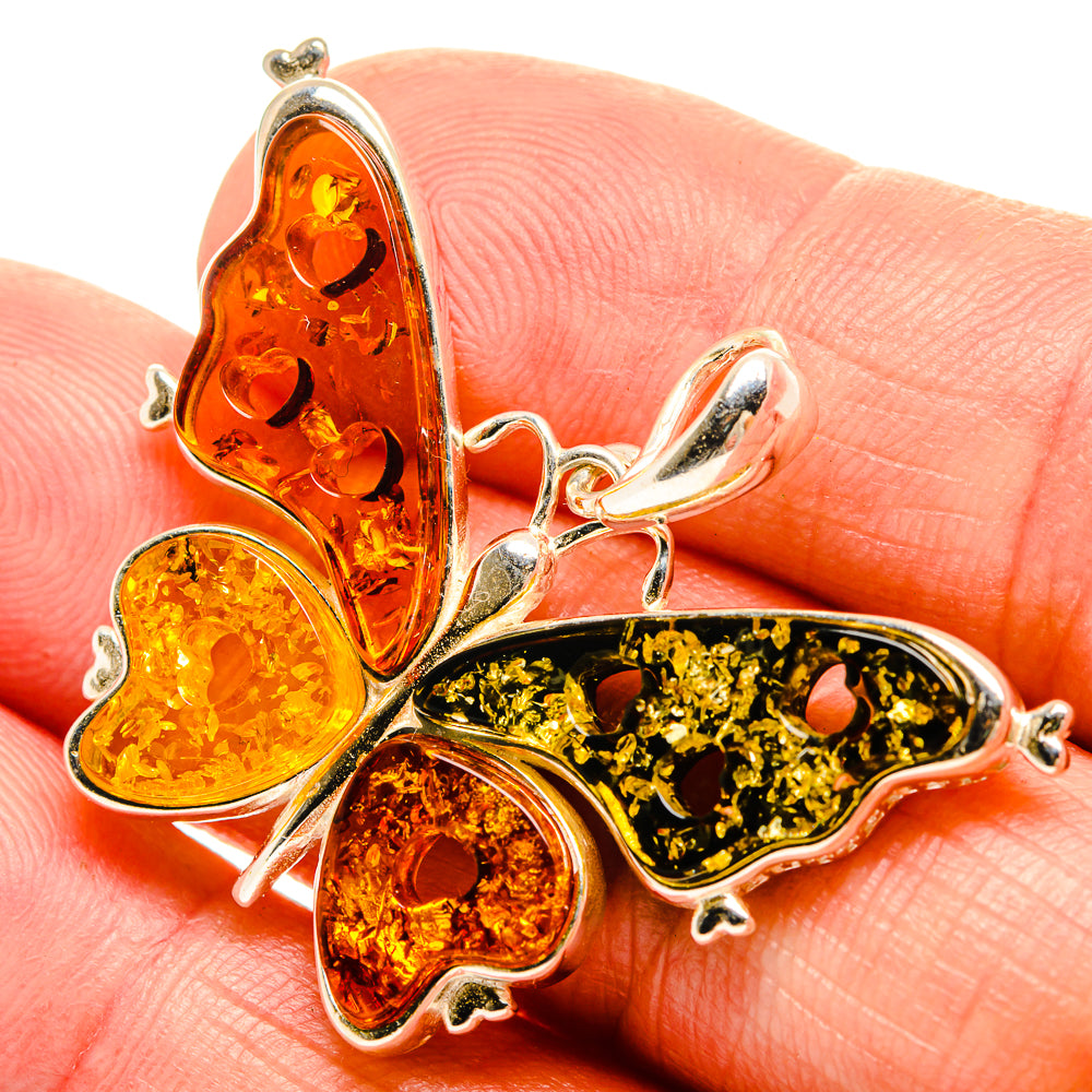 Baltic Amber Butterfly Pendants handcrafted by Ana Silver Co - PD33072