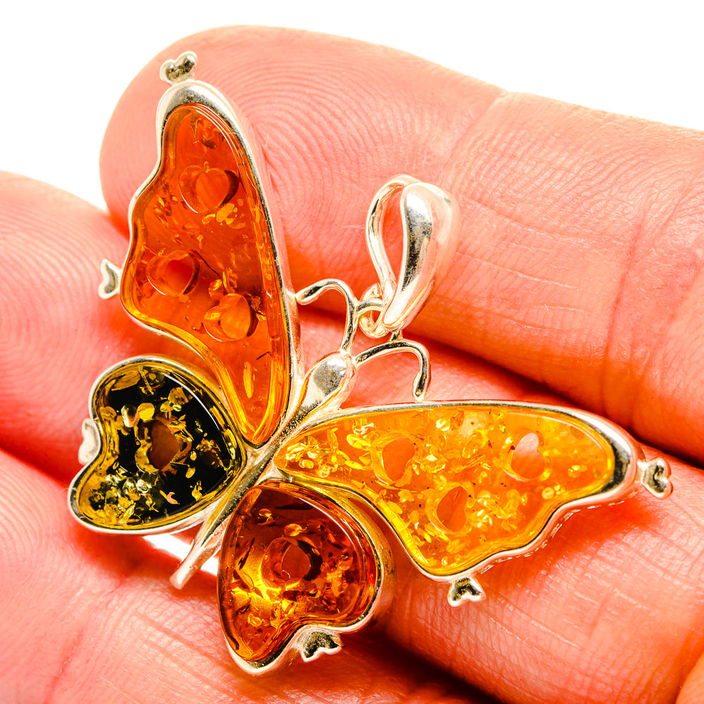 Baltic Amber Butterfly Pendants handcrafted by Ana Silver Co - PD33073