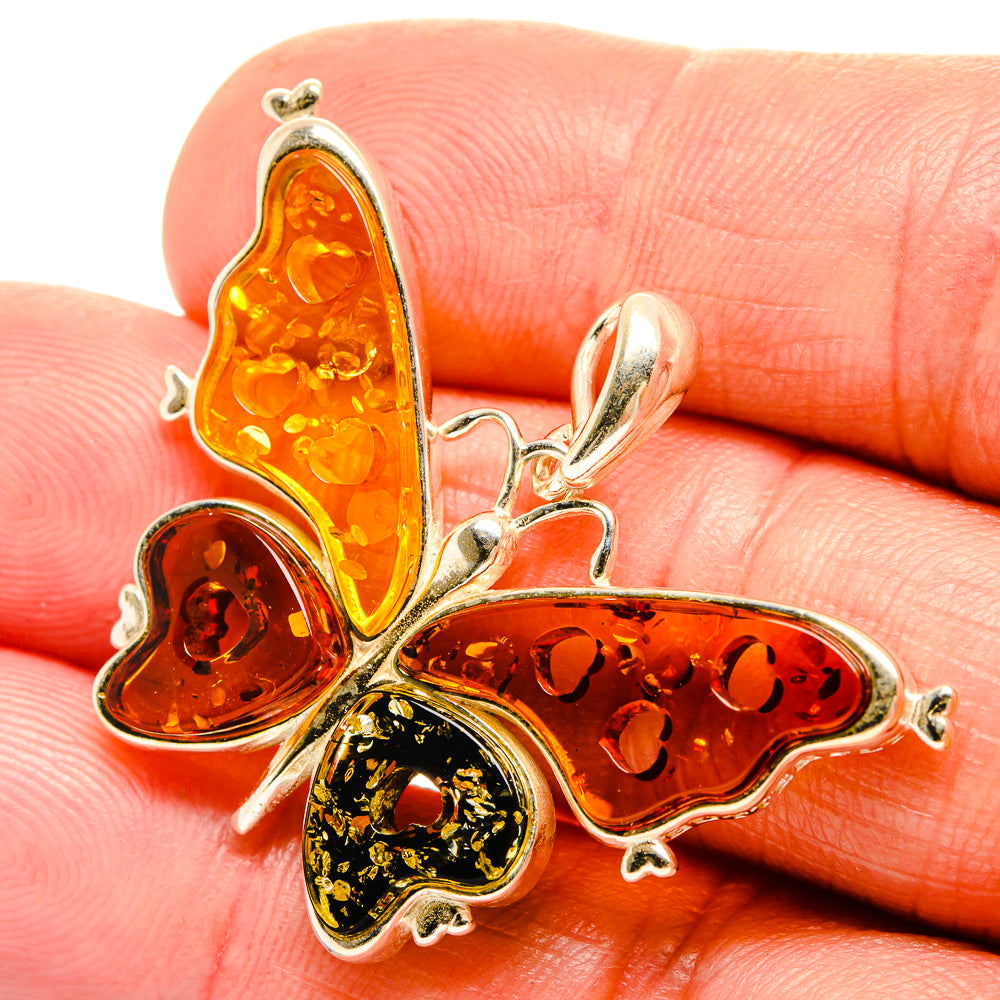 Baltic Amber Butterfly Pendants handcrafted by Ana Silver Co - PD33076