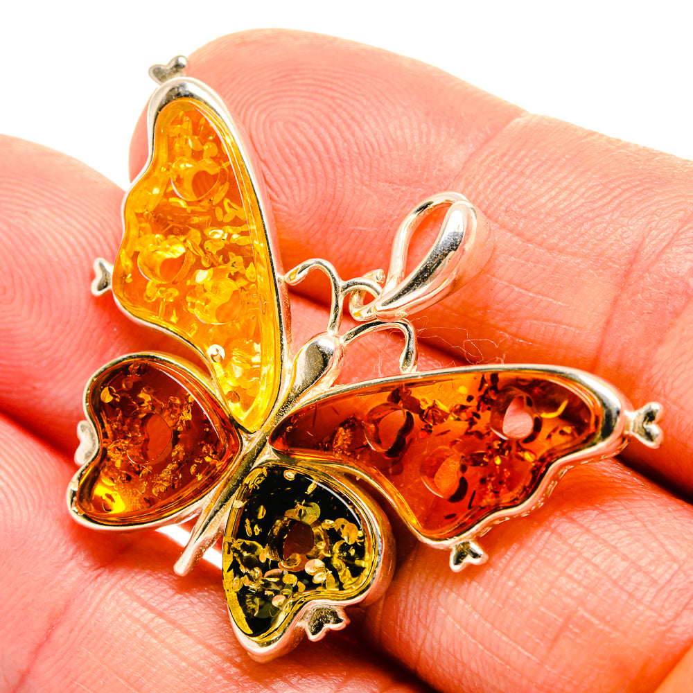 Baltic Amber Butterfly Pendants handcrafted by Ana Silver Co - PD33077