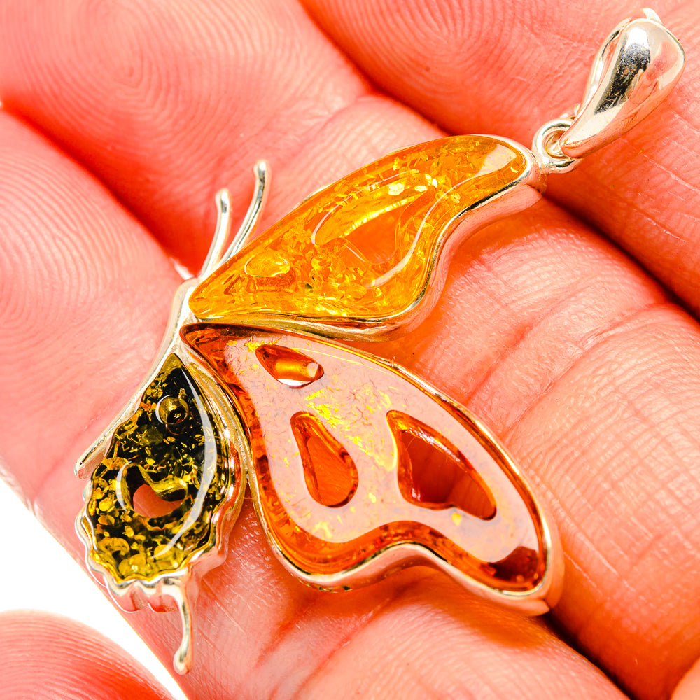 Baltic Amber Butterfly Pendants handcrafted by Ana Silver Co - PD33078