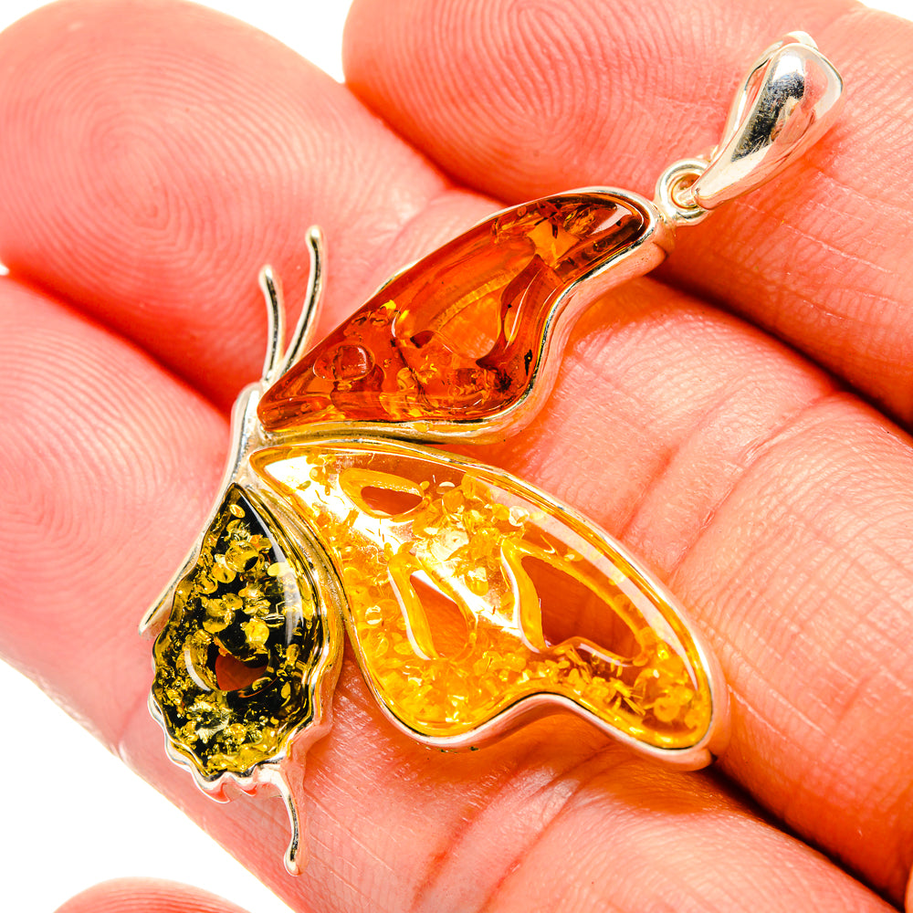 Baltic Amber Butterfly Pendants handcrafted by Ana Silver Co - PD33079