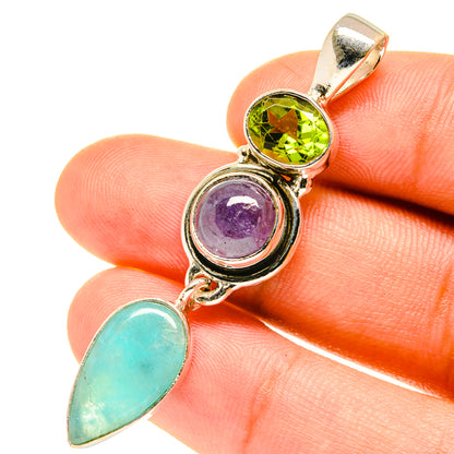 Peruvian Amazonite Pendants handcrafted by Ana Silver Co - PD3308