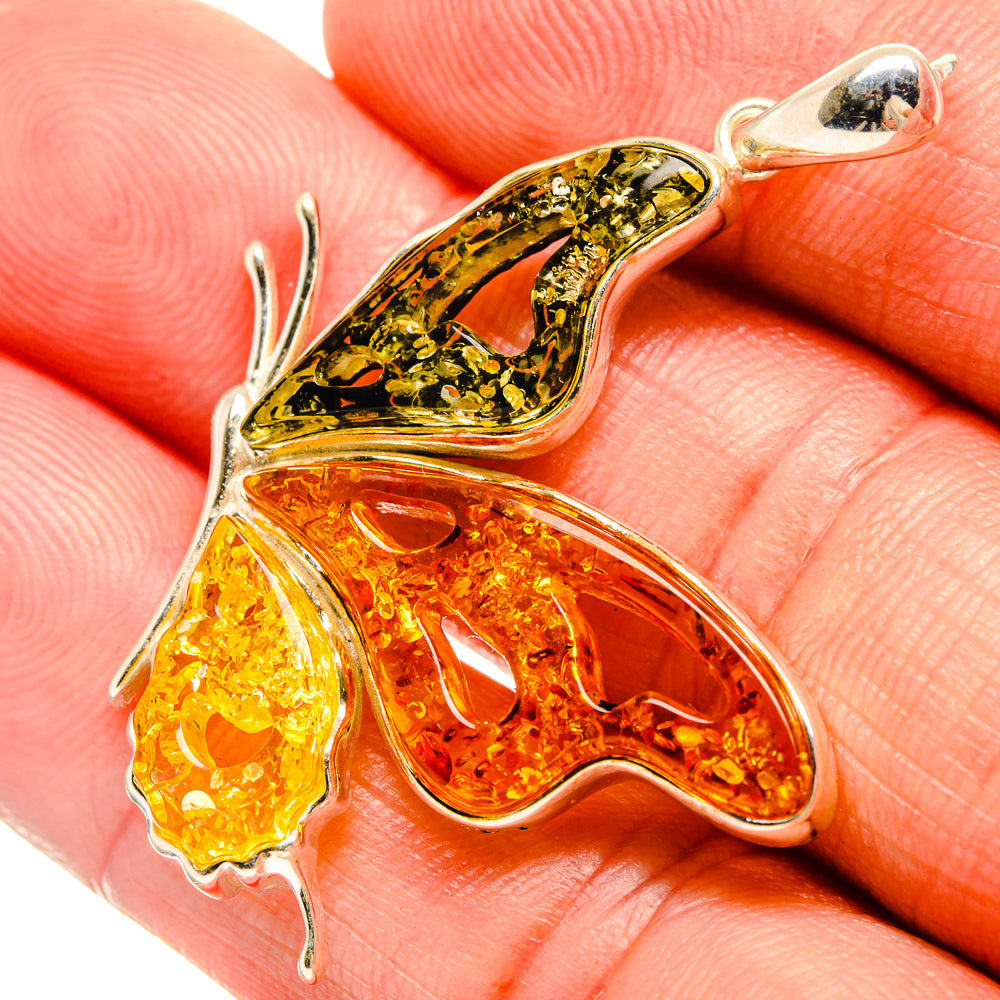 Baltic Amber Butterfly Pendants handcrafted by Ana Silver Co - PD33082