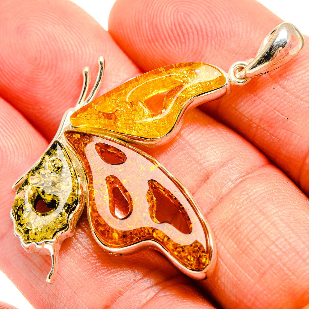 Baltic Amber Butterfly Pendants handcrafted by Ana Silver Co - PD33086