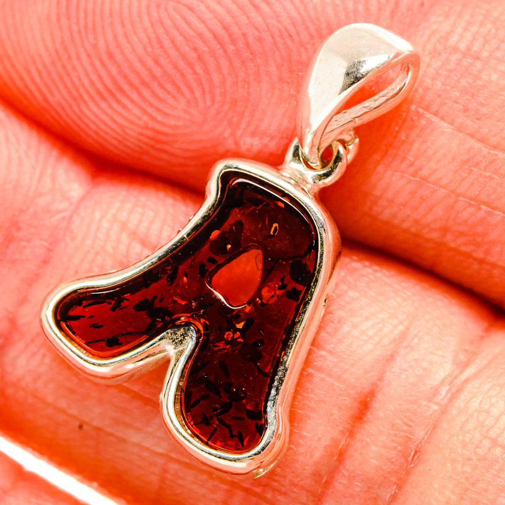 Baltic Amber Letter A Pendants handcrafted by Ana Silver Co - PD33088