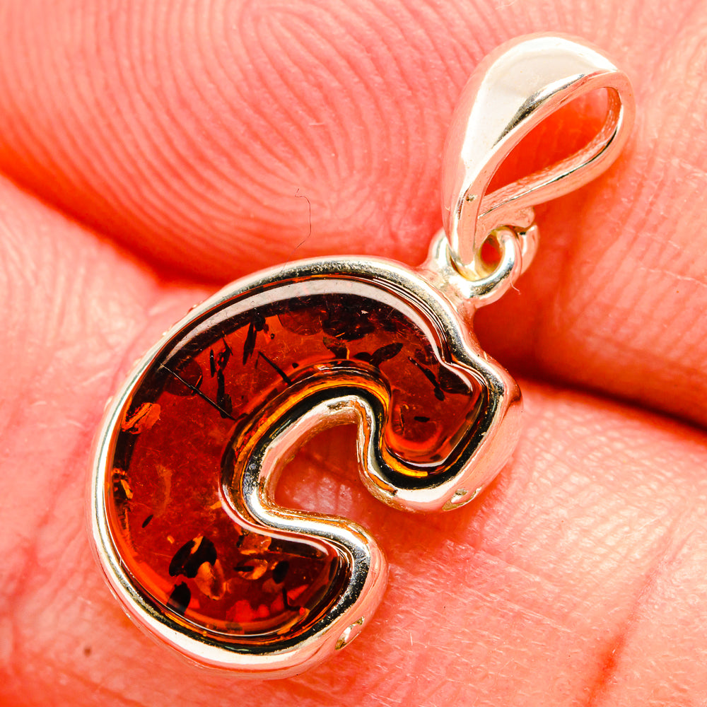 Baltic Amber Letter C Pendants handcrafted by Ana Silver Co - PD33090