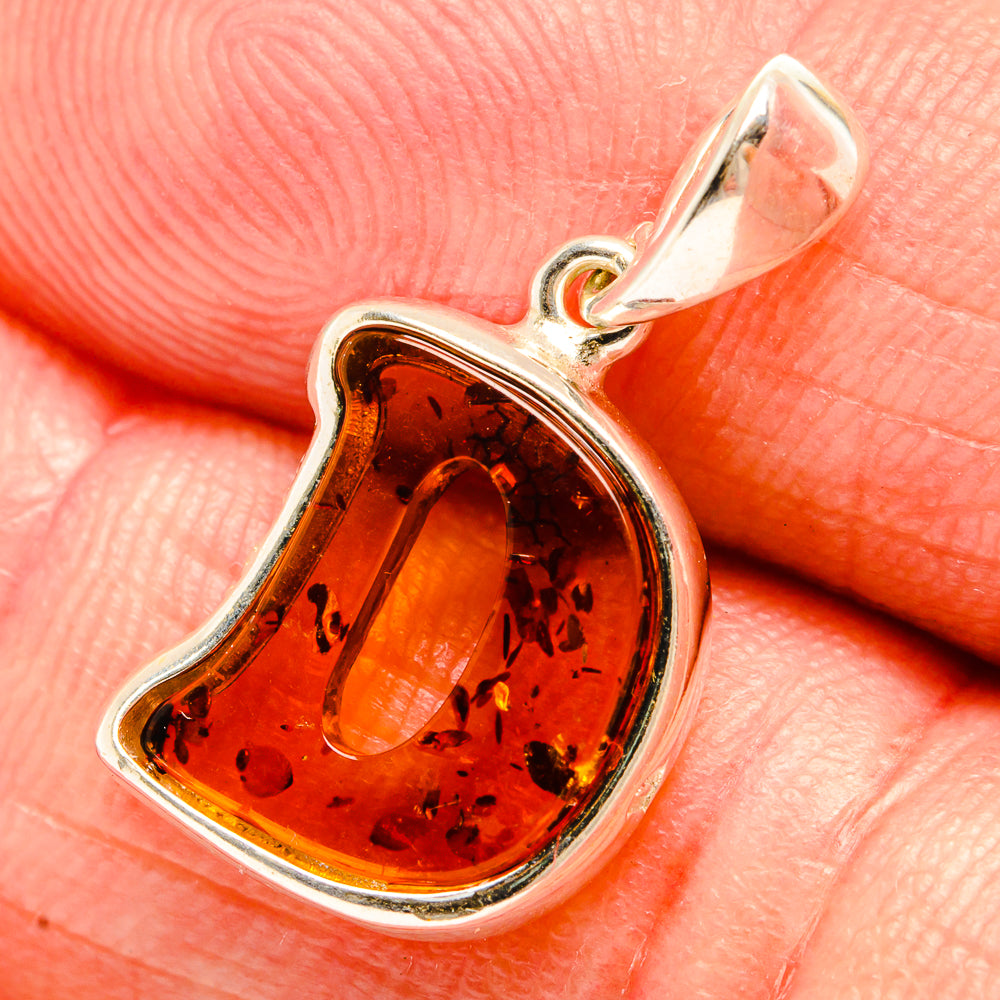 Baltic Amber Letter D Pendants handcrafted by Ana Silver Co - PD33091