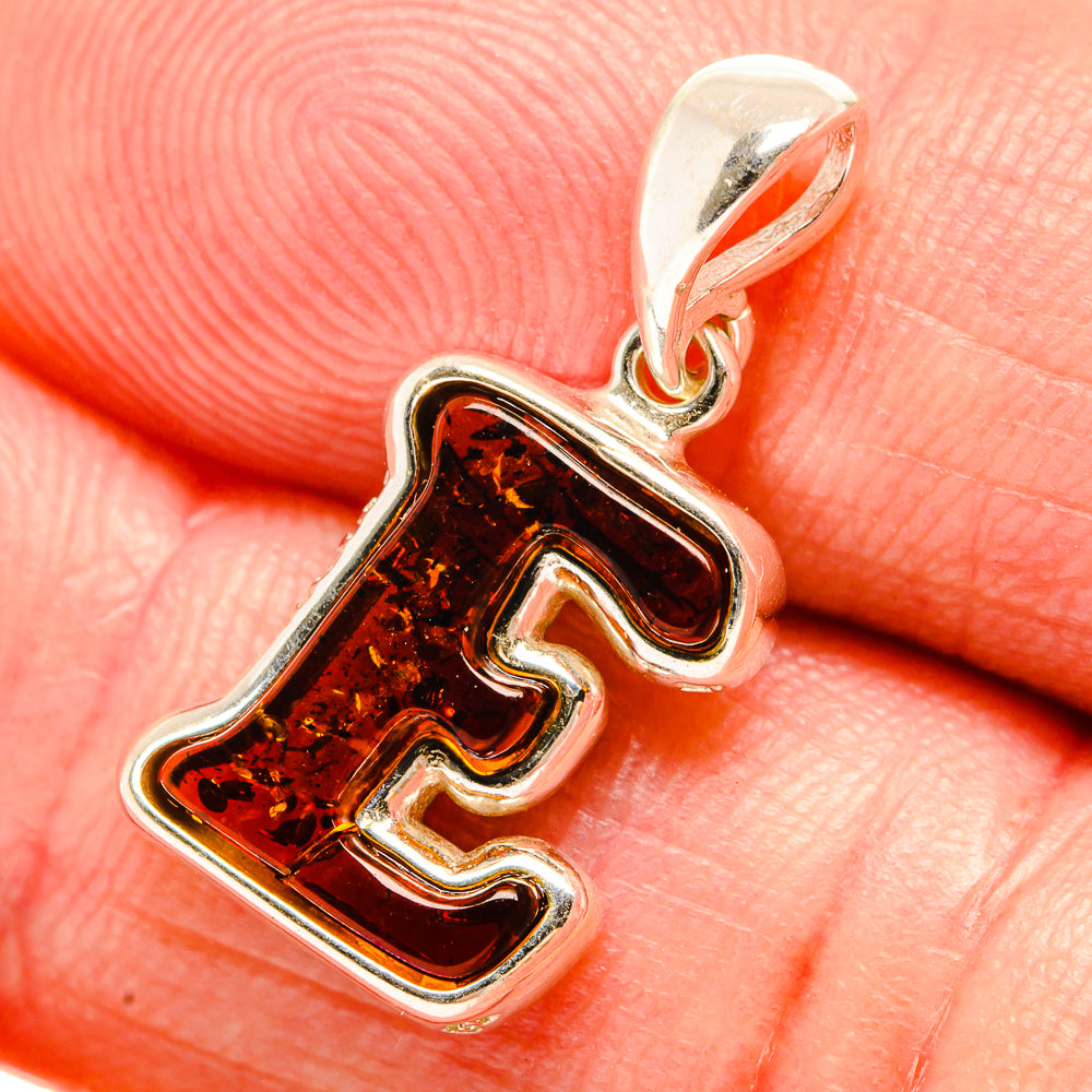 Baltic Amber Letter E Pendants handcrafted by Ana Silver Co - PD33092