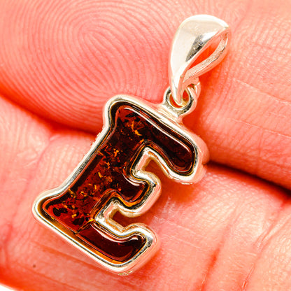 Baltic Amber Letter E Pendants handcrafted by Ana Silver Co - PD33092