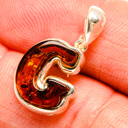 Baltic Amber Letter G Pendants handcrafted by Ana Silver Co - PD33094