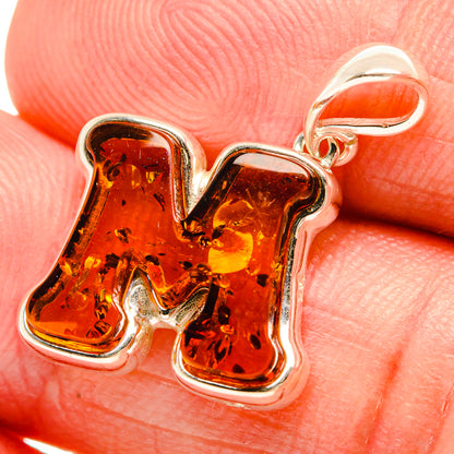 Baltic Amber Letter M Pendants handcrafted by Ana Silver Co - PD33100