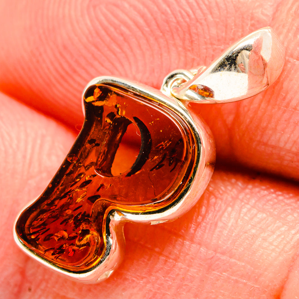 Baltic Amber Letter P Pendants handcrafted by Ana Silver Co - PD33103