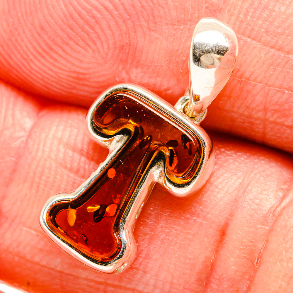 Baltic Amber Letter T Pendants handcrafted by Ana Silver Co - PD33106