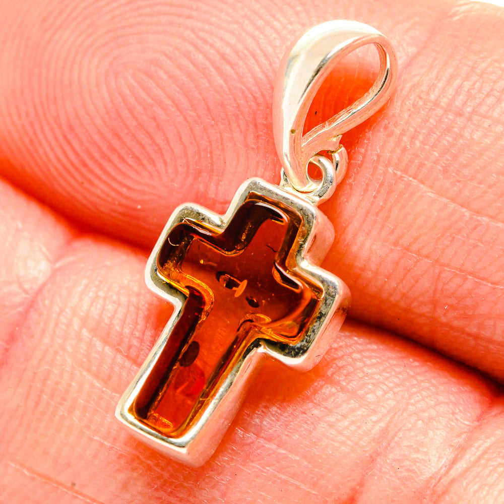 Baltic Amber Cross Pendants handcrafted by Ana Silver Co - PD33114