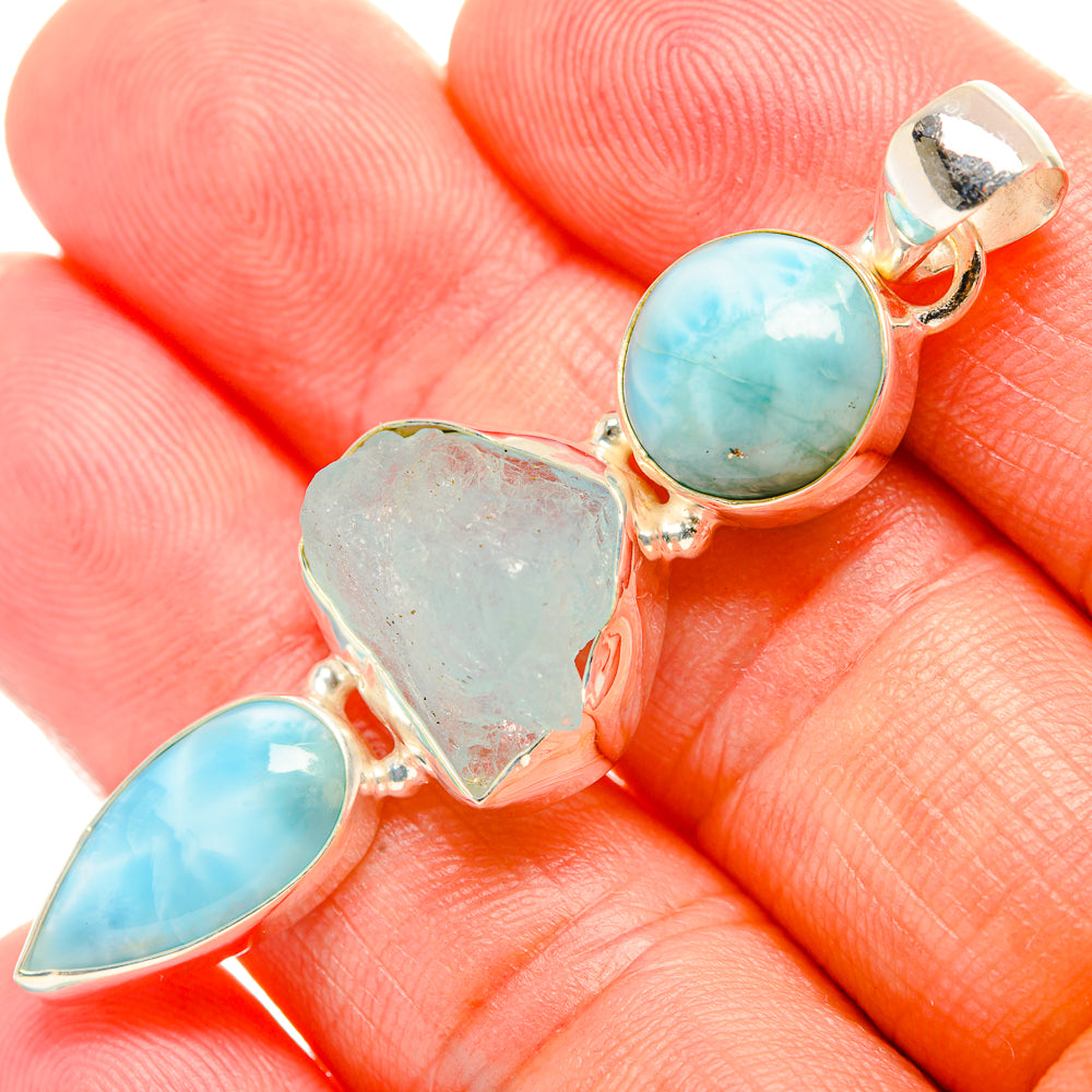 Aquamarine Pendants handcrafted by Ana Silver Co - PD33116