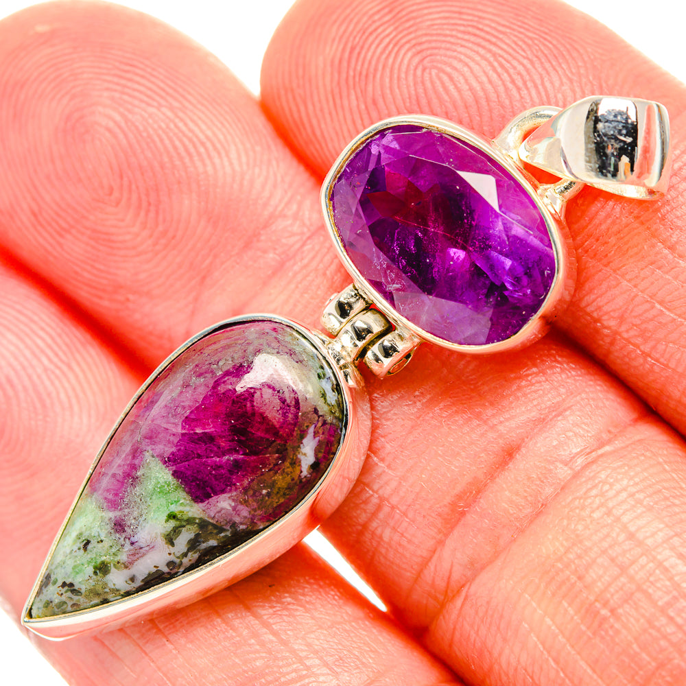 Ruby Zoisite Pendants handcrafted by Ana Silver Co - PD33120