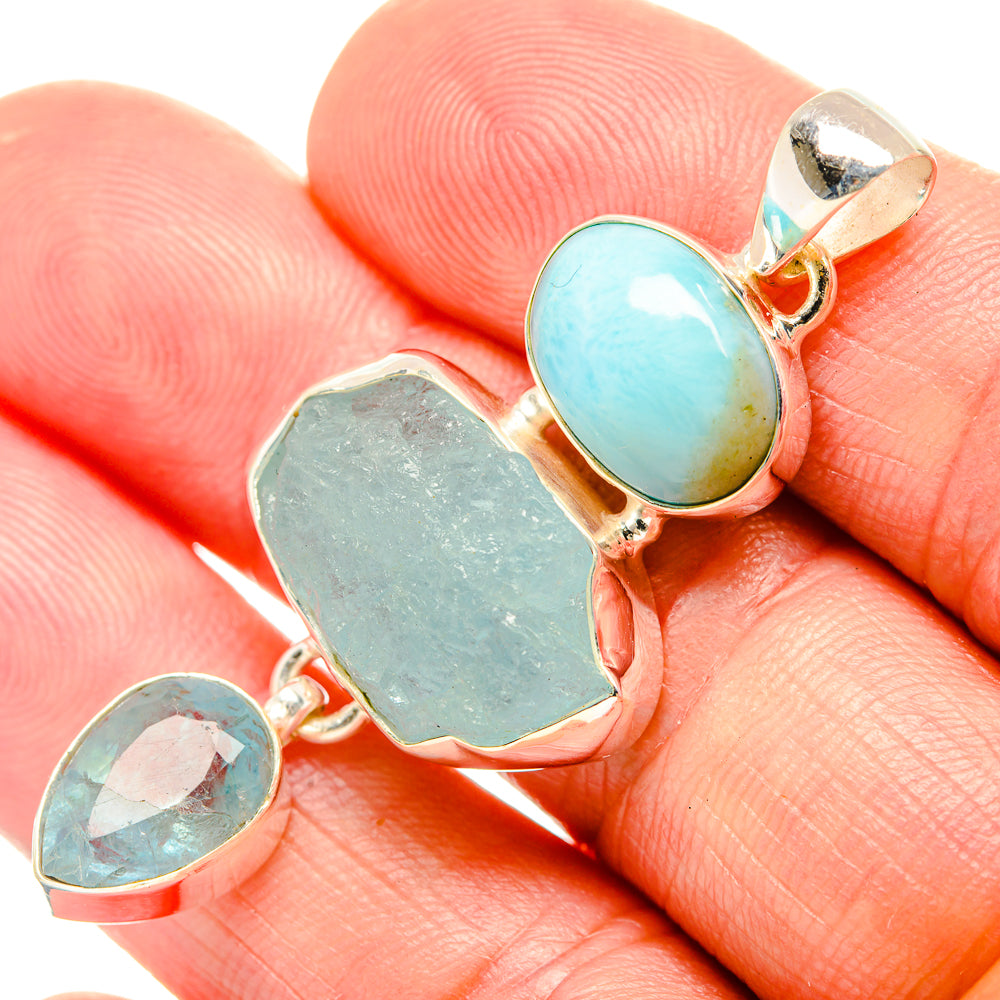 Aquamarine Pendants handcrafted by Ana Silver Co - PD33154
